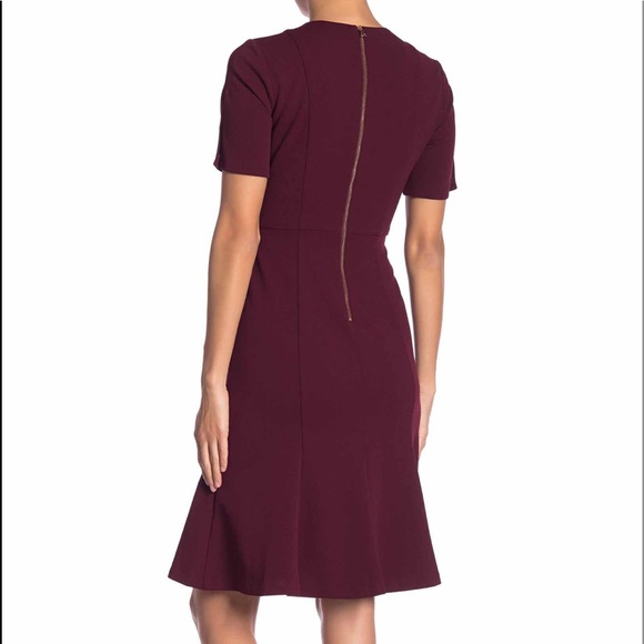 Nordstrom Burgundy Dress Women Bell Sheath Work - Picture 2 of 3